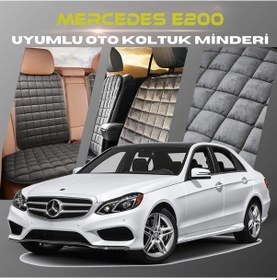 Resim Mercedes E200 Antrasit Tay Tüyü Cepli & Terletmez Sırtlı Oto Koltuk Minder Seti - Koruma Kılıfı Ön & Arka Set 