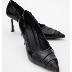 Resim Anly Siyah Cilt Kadın İnce Topuklu Ayakkabı Siyah Cilt Siyah 