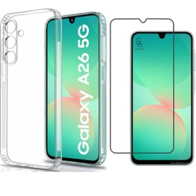 Resim Samsung Galaxy A26 Uyumlu Kılıf Esnek Silikon Telefon Kılıfı ve Temperli Cam Ekran Koruyucu 