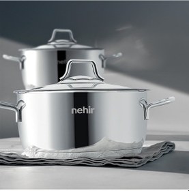 Resim Nehir Silver Klasik 6 Parça Çelik Derin Tencere Seti 