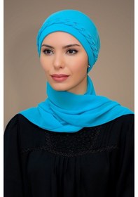 Resim Hürrem Bone Bebe Mavisi Pratik Hazır Geçmeli Tesettür Bone Sandy Kumaş Örgülü Çok Renkli 