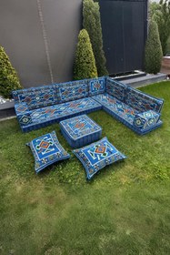 Resim mdhomecarpet Şark Köşesi Minder Takımı | Yer , Sırt Minderi, Etnik Desen, Salon ve Ev İçin 12 Parça Süngerli 