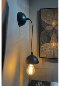 Resim Siyah Duvar Apliği Endüstriyel & Minimalist Tasarım Modern Dekoratif Edison Lamba Siyah 