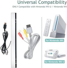 Resim 2'si 1 arada Wii Sensör Çubuğu ve AV Kablo Kitleri, Nintendo Wii ve Wii U Konsolu ile Uyumlu Yedek Ses Video Kablosu ve Kablolu Kızılötesi Ray Sensör Çubuğu 
