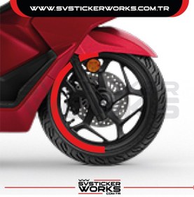 Resim Honda Pcx Jant Kaplama Motosiklet Jant Kaplama Şeridi 13-14 İnch Uyumlu Pcx Tüm Yıllar Kırmızı Renk 