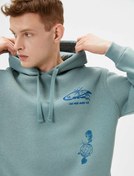 Resim Arkası Baskılı Sweatshirt Kapşonlu Rahat Kesim Uzun Kollu Şardonlu 