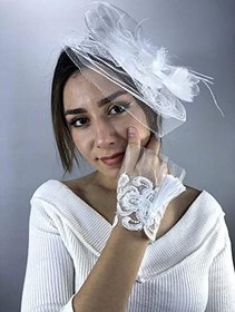 Resim Beyaz Vualet Ve Beyaz Püsküllü Bileklik Nikah Takımı 