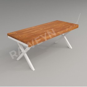 Resim deryawood Raweyn Masif Ahşap Sirius Toplantı Masası Beyaz Ayak 100*220*76 Cm 