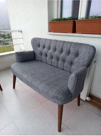 Resim Azra Aksesuar Ikili Balkon Takimi - Kanepe - Keten Kumaş - Bekleme Koltugu - Açık Gri 