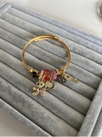 Resim SU PERİSİ TAKI BİJUTERİ Çelik Gold Pembe Ayıcıklı Pandora Bileklik 