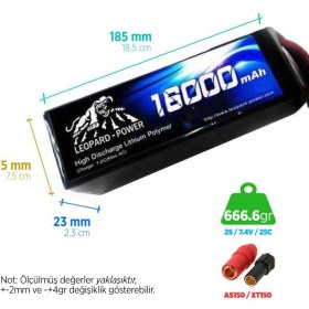 Resim Leopard Power 16000 mAh 7.4V 2S 25C UAV & Multirotor Lityum Polimer Lipo Batarya Pil 