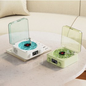 Resim Kensa WAVES Tasarımlı Nostaljik Pikap LED Gece Lambası | Alarm Saat, Bluetooth Hoparlör & Işık 