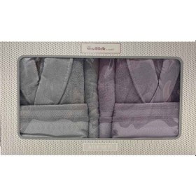 Resim Özdilek Dory Aile Bornoz Seti Lila-Gri Gri - Lila 