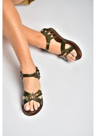 Resim Fox Shoes Y390360203 Yeşil Hakiki Deri Kadın Sandalet 