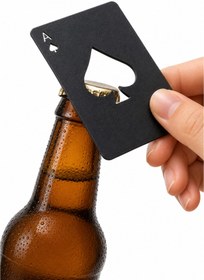 Resim VENON Maça As Açacak Kartvizit Boyutu Cüzdan Boy Siyah Şişe Açacağı Bira Soda Meşrubat 