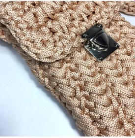 Resim Boho Tarzı El Yapımı Astarlı Örgü Çanta / Kadın Omuz Telefon Çantası Gul Pembesı 