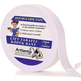 Resim Çift Taraflı Bant Köpük Bant 25mm x 2mt 1 Adet Çerçeve Tablo Halı Yapıştırma Bandı İç Ve Dış Mekan Süper Güçlü Köpük Bant 