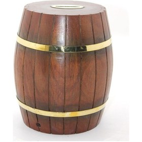 Resim Konyax Pirinç Ahşap Fıçı Kumbara 18 Cm 