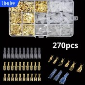 Resim UMLIFE 270 Parça Yalıtımlı Erkek Dişi Kablo Bağlantı Elemanı 2.8/4.8/6.3mm Elektrik Sıkma Terminalleri, Hızlı Ek Bağlantı Kablo Bağlantı Elemanı Sıkma Terminali Elektrik Kablolama Araba Ses Sistemi Hoparlör İçin 
