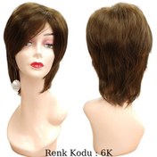 Resim Ebru Model Kadın Peruk Kısa Fiber Sentetik Koyu Kumral 