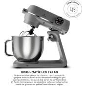 Resim Multichef Artisan Digital Ekran 7 Litre Döküm Stand Mikser Antrasit 1800W 