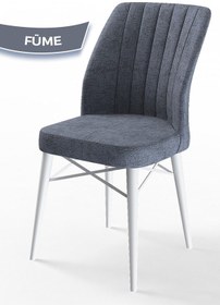 Resim Canisa Flex Serisi, Üst Kalite Mutfak Sandalyesi, 4 Adet Füme Sandalye, Gürgen Beyaz Ahşap Ayak Sandalye Füme Ayaklar Beyaz 