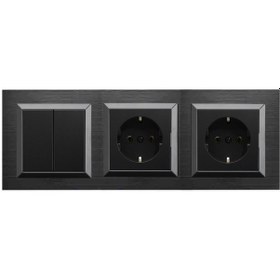 Resim Ovivo Quantum Siyah 3'lü Set Komütatör, Topraklı Priz Ve Topraklı 
