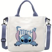 Resim Stitch Karikatür Tasarım Omuz Çantası - Ayarlanabilir Askı, Dayanıklı Kumaş, Günlük Seyahat, Seyahat ve Alışveriş için Mükemmel, Çoklu Renk Seçeneği Mevcut 