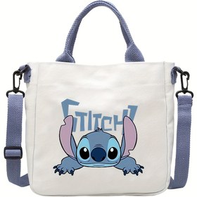 Resim Stitch Karikatür Tasarım Omuz Çantası - Ayarlanabilir Askı, Dayanıklı Kumaş, Günlük Seyahat, Seyahat ve Alışveriş için Mükemmel, Çoklu Renk Seçeneği Mevcut 