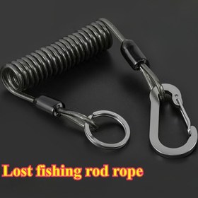 Resim 78.74In/2M Paslanmaz Çelik Tel Missed Hand Rope Yüksek Kaliteli Teleskopik Halat Tekne Balıkçılık Luya Kayıp El Halatı Otomatik Geri Tepme Güçlendirilmiş Kalınlaştırılmış Halat, Hafif ve Dayanıklı PE Balıkçılık Çubuğu Güvenlik Seti, Geri Çekilebilir Sarma Tokası ve Kayış ile 