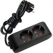 Resim Multi-Let Siyah Ikili Priz Top Kablolu Çarpma Karşıtı 3 mt 