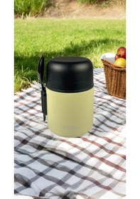 Resim 500 Ml Kilitli Kapaklı Kaşıklı Yemek Termosu 8 Saat Sıcak 