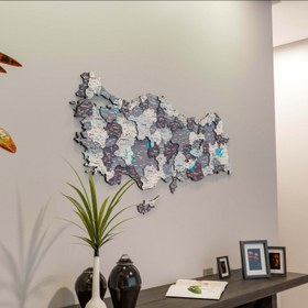 Resim Türkiye Siyasi Haritası - UV Baskılı 3D Ahşap Duvar Dekoru (Nimbus) - 120x62 cm 