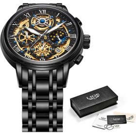Resim Hanyang Tüm Siyah Lıge Erkekler Izle Lüks Iş Paslanmaz Çelik Kuvars Siyah Saatler Erkek Spor Chronograph Erkekler Kol Saati Su Geçirmez Saat Hediye (Yurt Dışından) 