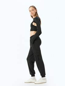 Resim Koton Kargo Cepli Beli Bağcıklı Rahat Kalıp Jogger Eşofman Altı Siyah 5sak40038nk Siyah 