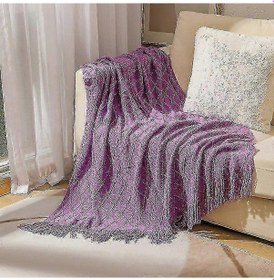 Resim Nordic Örgü Battaniye - Yumuşak, Dokulu Ve Sağlam, Avrupa'da Kanepe, Yatak Ve Noel Dekorasyonu İçin 150x230 Cm, Elmas Moru 