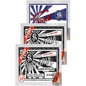 Resim Viktoria Kumaş Boyası 2 Paket Siyah 1 Paket Sabitleyici Fiske 