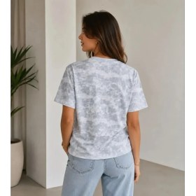 Resim Civetta Batik Desenli Tişört Bisiklet Yaka Kısa Kol Regular Fit T-Shirt - Gri 