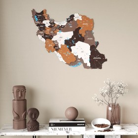 Resim İran Haritası Ahşap Duvar Dekoru - UV Baskılı Çok Katmanlı Tasarım - 150x120 cm / İran Bayrağı 