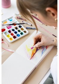 Resim 21x15 Cm Sert Kapak 80 Yaprak 140 Gr. Eskiz Defteri - Sketch Book - Pembe 