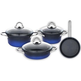 Resim Schafer Husky Yanmaz Yapışmaz 7 Parça Lacivert Döküm Tencere Seti 