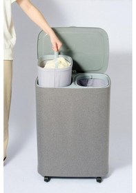 Resim Digithome Flexbasket 50 L. Çamaşır Sepeti Taşınabilir 2 Bölmeli Kirli Sepeti Yıkanabilir Kumaş Gri 