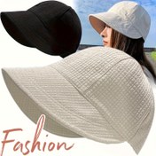 Resim Kadın Waffle Desenli Kova Şapka, Ayarlanabilir Çekmece, Geniş Kenar, Nefes Alabilen - Bloklayan Bere, Şık Dış Mekan Balıkçı Şapkası Seyahat, Kamp, Plaj - El Yıkamalı Polyester, Plaj Ha 