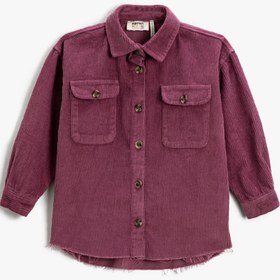 Resim Kız Çocuk Oversize Gömlek Fitilli Kadife Cepli 