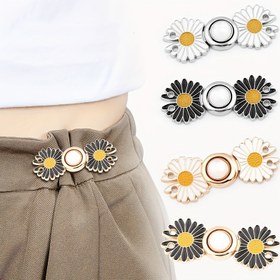 Resim 2 çift Kot Elbise Düğmesi, DIY Pantolon Klipsi Bel Sıkılaştırıcı Düğmeler, DIY Dikiş Ayarlanabilir Bel Tokası Moda Sahte İnci Çiçek Ayarlanabilir Toka Giyim Aksesuarları 