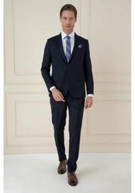 Resim Efor Slim Fit Çift Yırtmaç Mono Yaka Klasik Lacivert Takım Elbise Tk 912 Lacivert 