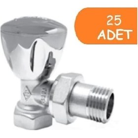 Resim 25 Adet Eca Rv3 1/2 Köşe Radyatör Valfi Krom Kaplamalı Petek Havlupan Vanası 602120749 