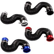 Resim Lumaworld Silvery Adjustable Aluminum Cold Air Intake Duct Flexible Pipe System 76mm Round Hose With Red Filter 