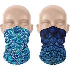 Resim Dair Lacivert Mandala Desenli 2'li Set Boyunluk Bandana Outdoor Balaklava Yüz Maskesi Kafa Bandı 