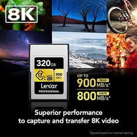Resim Lexar 320GB Profesyonel CFexpress Tip A GOLD Serisi Hafıza Kartı, 900MB/s'ye Kadar Okuma, Sinema kalitesinde 8K Video, Anma VPG 400 (LCAGOLD320G-RNENG) 
